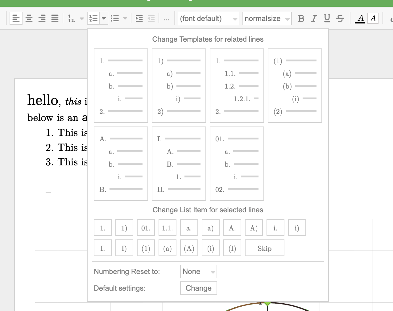Ordered list templates