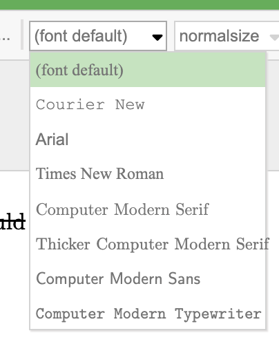 Font dropdown