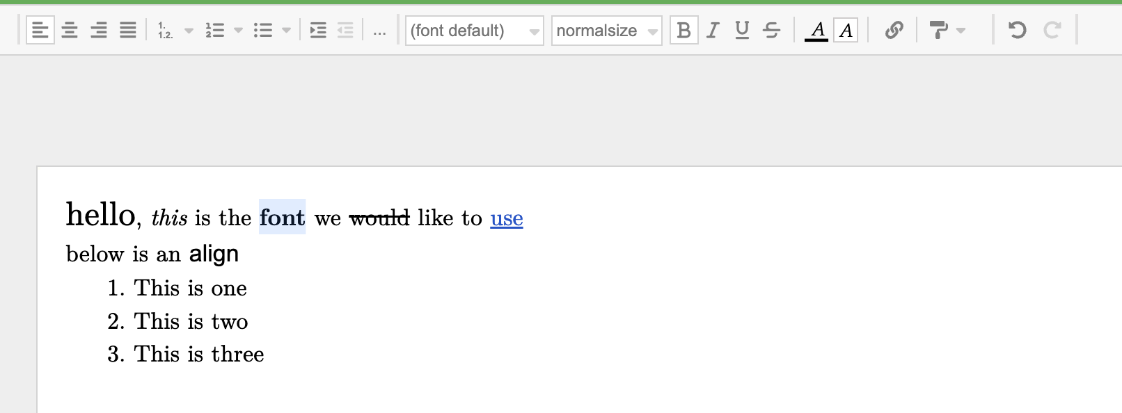 Text mode toolbar