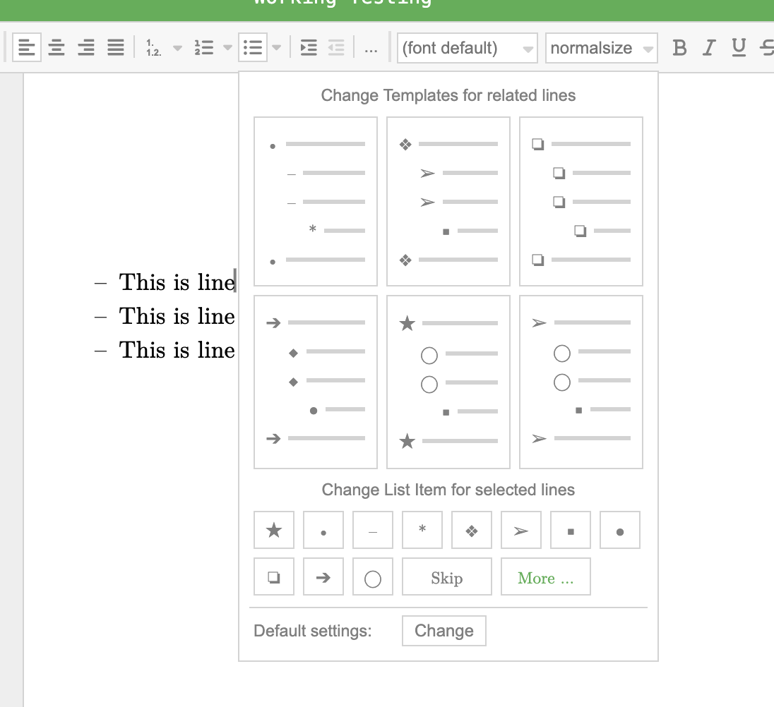 Unordered list templates