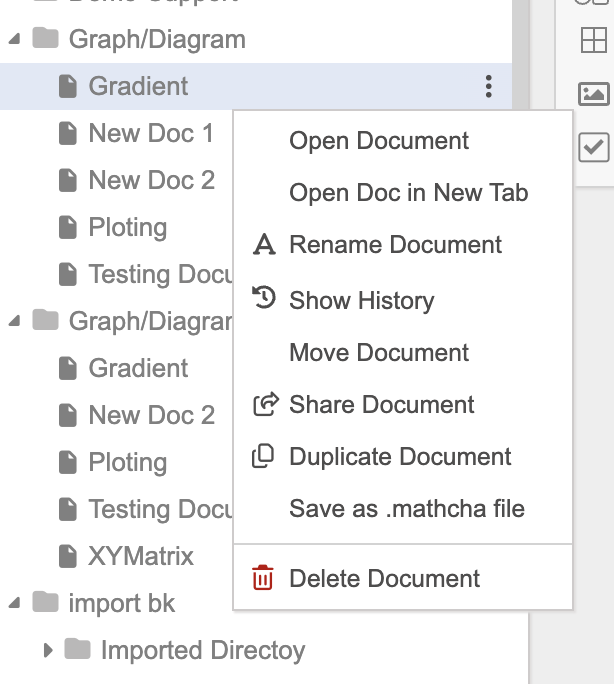 Document context menu