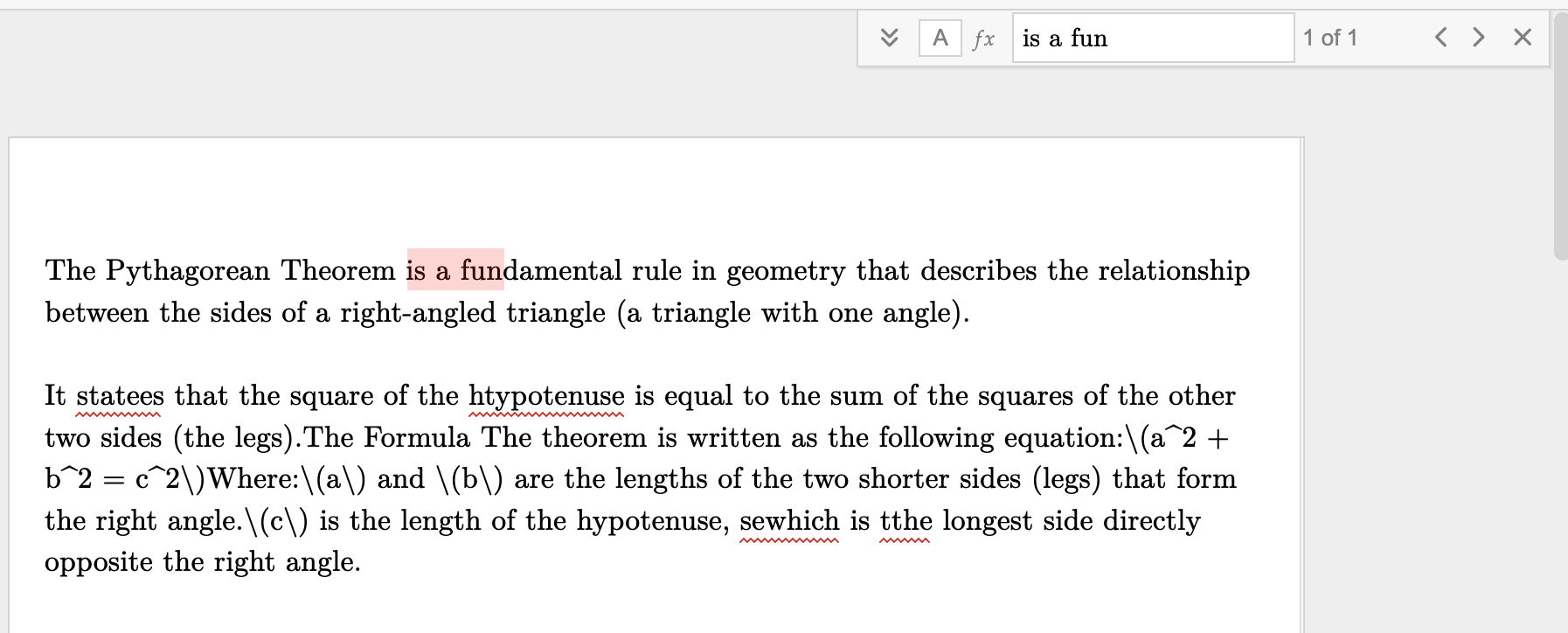 Find bar with text search
