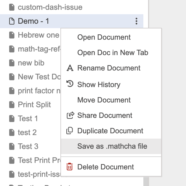 Save as .mathcha file from context menu