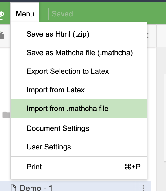 Import from .mathcha file in Menu