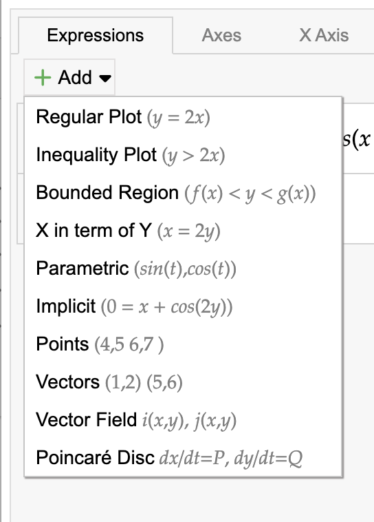 Add expression dropdown