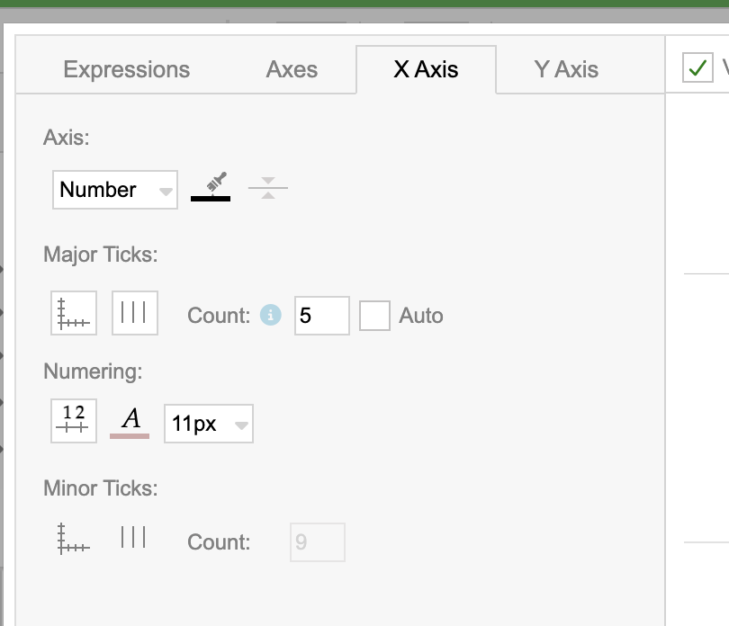 X Axis settings