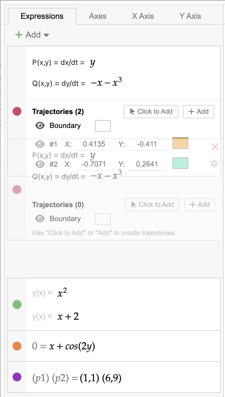 Expression list with multiple plot types