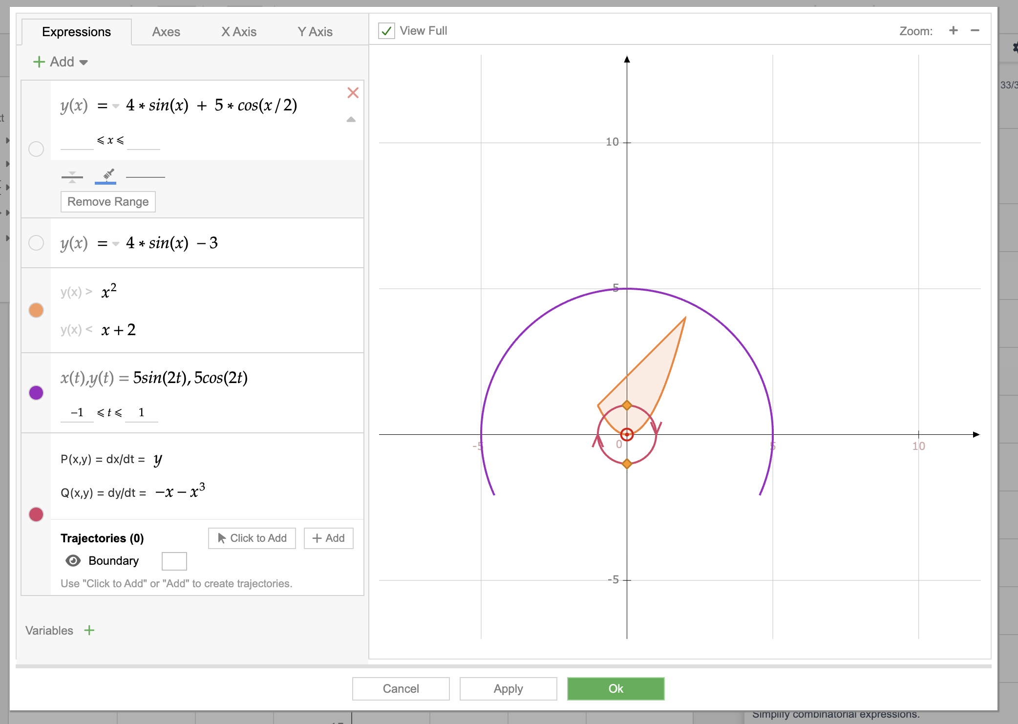 Multiple expressions on one graph