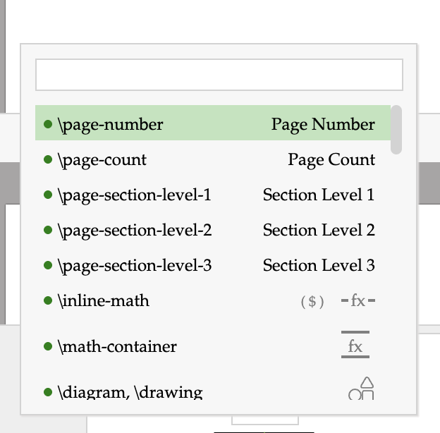 Header/Footer special symbols
