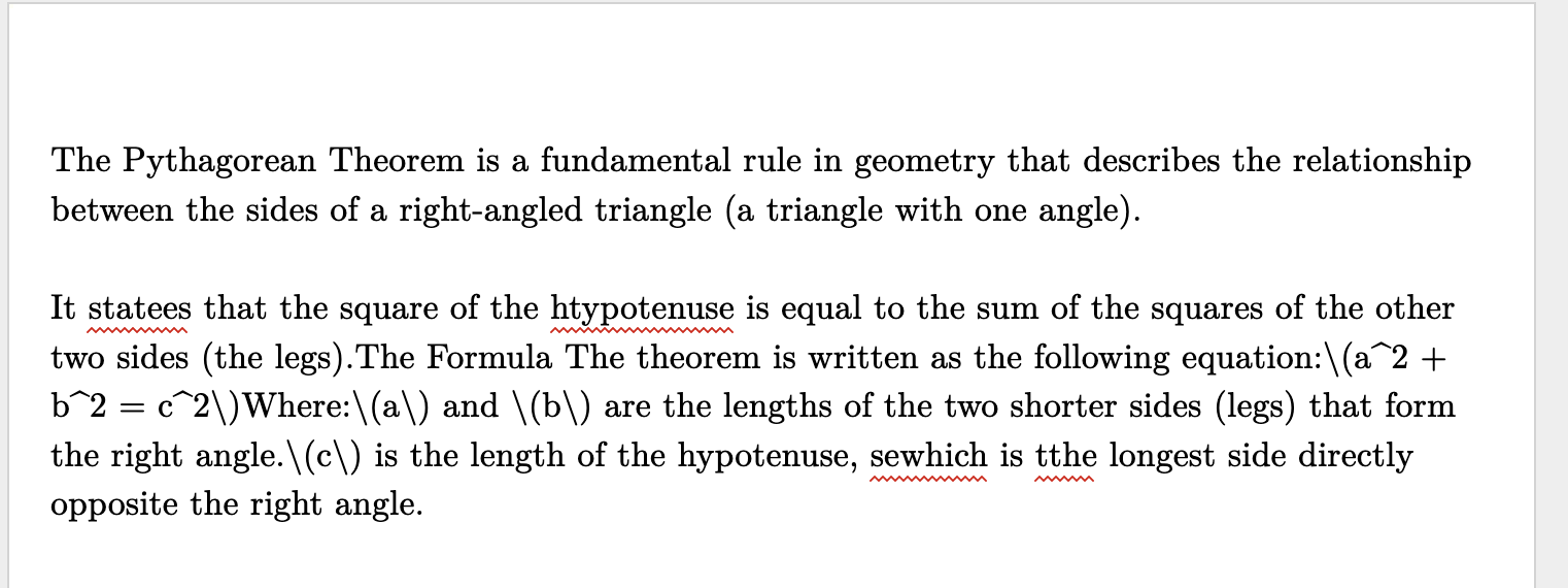 Misspelled words with red underline